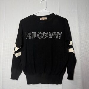 Philosophy Republic Clothing Sweater S Black Philosophy Graphic Varsity Stripe